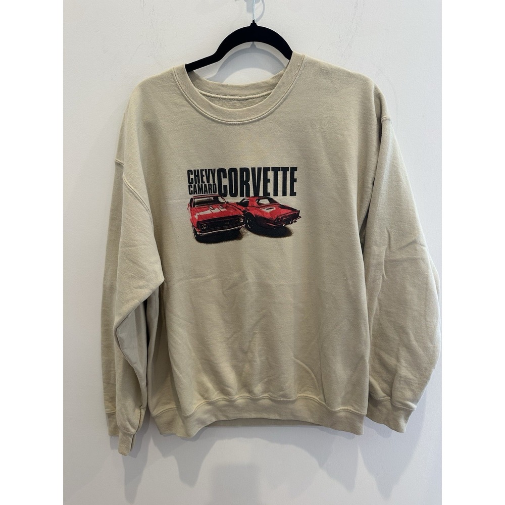 Chemistry Corvette Camaro Beige Sweatshirt Size l Automotive Car